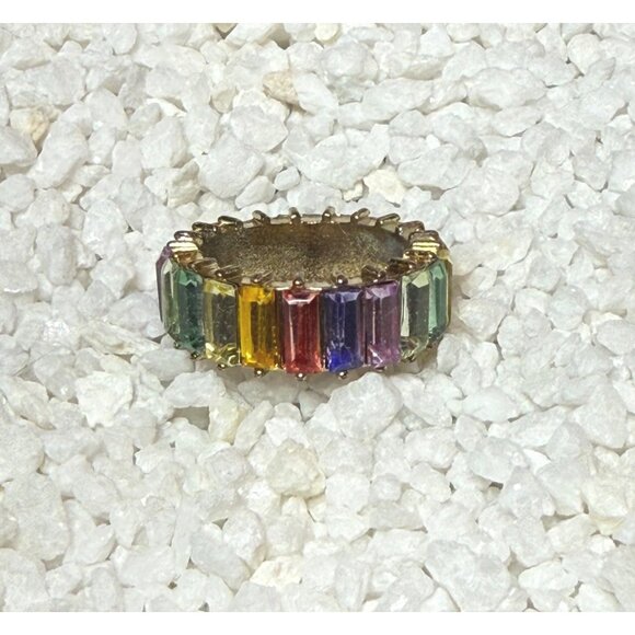 Sugarfix by Baublebar Baguette Rainbow Jeweled Ring Size 8 - Picture 4 of 5